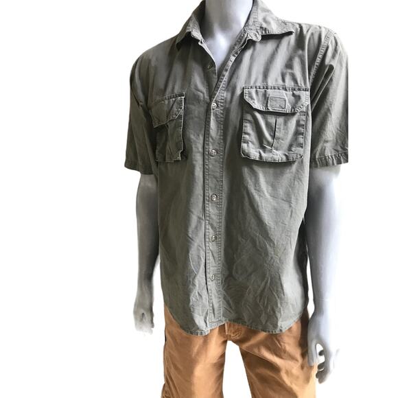 Red Head Cotton Green Button Down Shirt with Pockets Men's Size Large - Picture 1 of 7